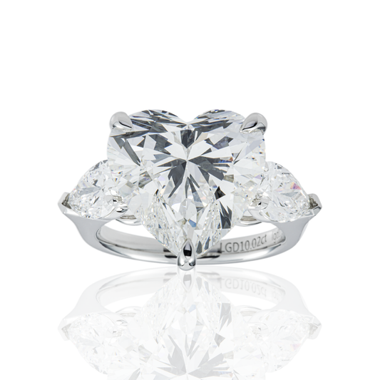 18K White Gold 10.02ct Heart Cut Diamond Engagement Ring 11.69ctw