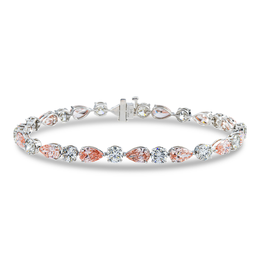 14K White Gold Fancy Pink & White Diamond Bracelet 13.45ct