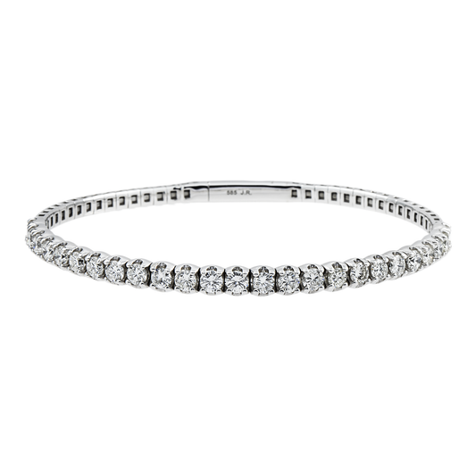 14K White Gold Round Diamond Bangle Bracelet 10.40ct
