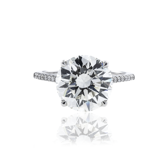 18 White Gold 5.31Ct Round Diamond Engagement Ring 5.52Ctw Bridal