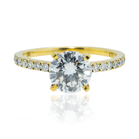 18K Yellow Gold 1.55ct Round Diamond Engagement Ring 1.87ctw