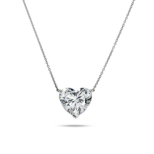 Igi Platinum Solitaire Heart Cut Diamond Pendant & Chain Necklace 13.16Ct Necklace