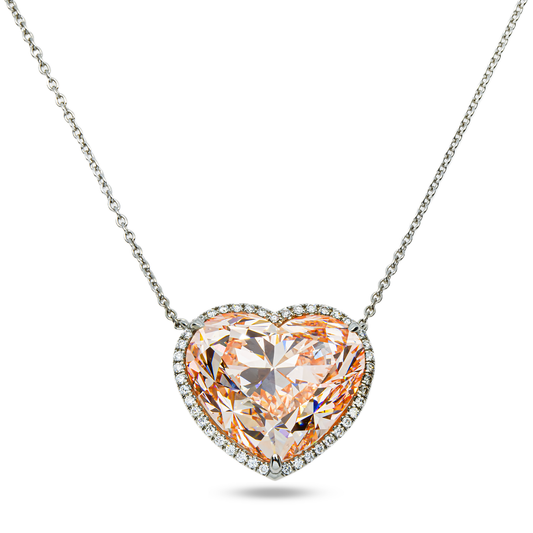 IGI Platinum Heart Cut Fancy Pink Diamond Necklace 24.81ct