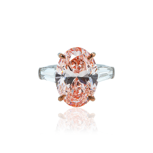 18K White Gold 10.33Ct Oval Cut Fancy Vivid Pink Diamond Engagement Ring 12.06Ctw Bridal