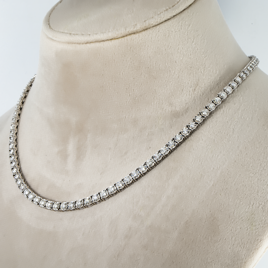 14K White Gold Round Diamond Tennis Chain 6.16Ct (18’’) Chains