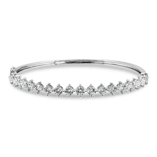 White Gold Round Diamond Satellite Bangle Bracelet 3.74ct