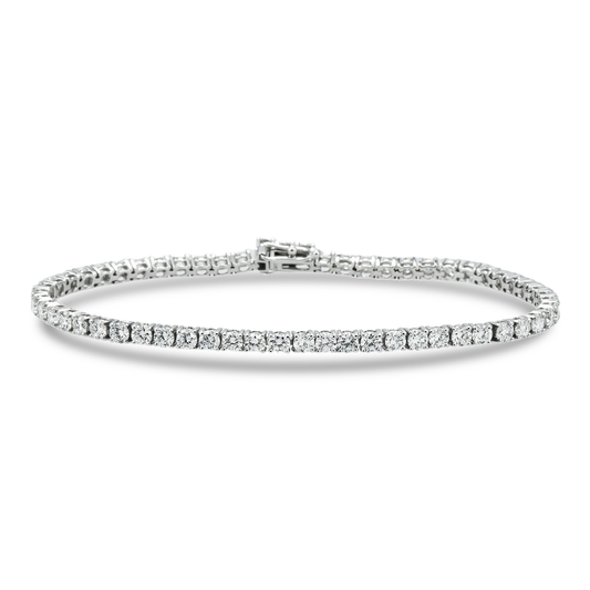 White Gold Round Cut Diamond Tennis Bracelet 4.97ct (6.5"-8.5")