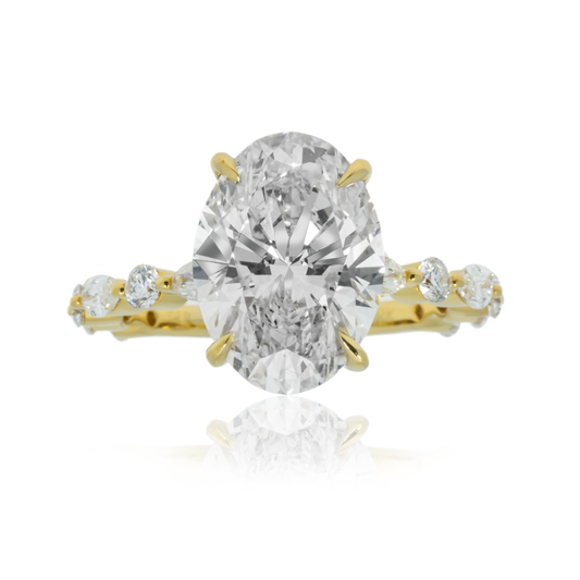 18K Yellow Gold 4Ct Oval Cut Diamond Engagement Ring 4.80Ctw Bridal