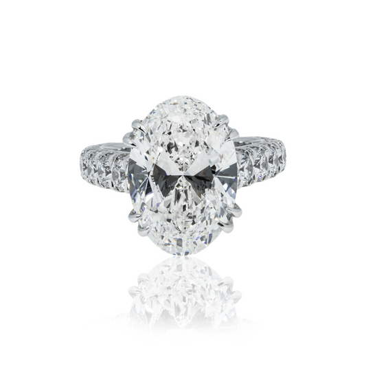 18K White Gold 8Ct Oval Cut Diamond Engagement Ring 10.10Ct Bridal