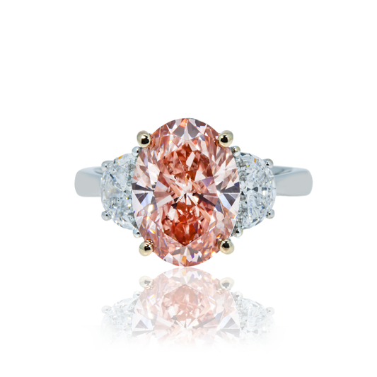 18K White Gold 4Ct Oval Cut Fancy Vivid Pink Diamond Ring 5.01Ctw Bridal
