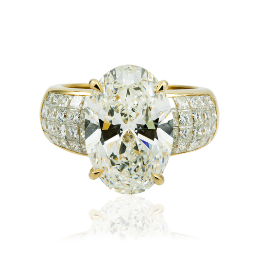 18K Yellow Gold 6.16ct Oval Cut Diamond Engagement Ring 8.15ctw