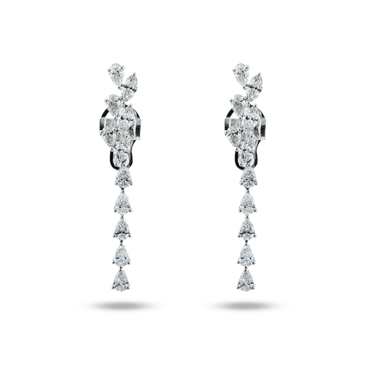 14K White Gold Marquise & Pear Diamond Drop Earrings 5.75ctw