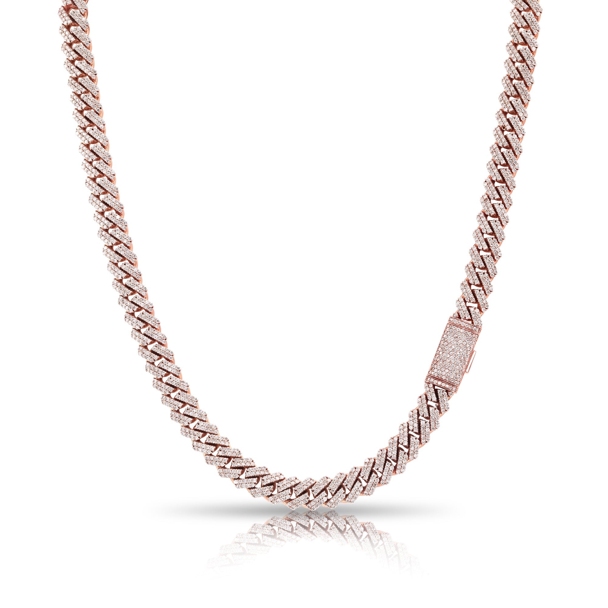 Acquire 14K Rose Gold 11mm Diamond Cuban Link Chain 16-22