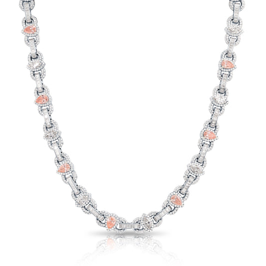 14K White Gold Pink Pear Cut & Marquise Diamond Chain 51.43Ct Chains