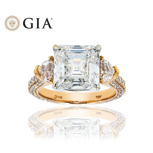 Gia 18K Rose Gold Asscher Cut Diamond Engagement Ring 7.82Ctw Bridal