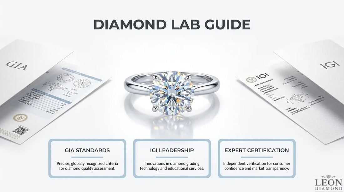 Diamond grading lab guide comparing GIA and IGI certification reports for evaluating diamond quality and authenticity.