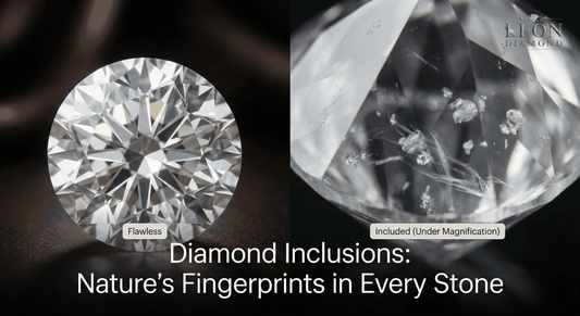 Infographic showing visual examples of 7 common diamond inclusion types with labeled diagrams.