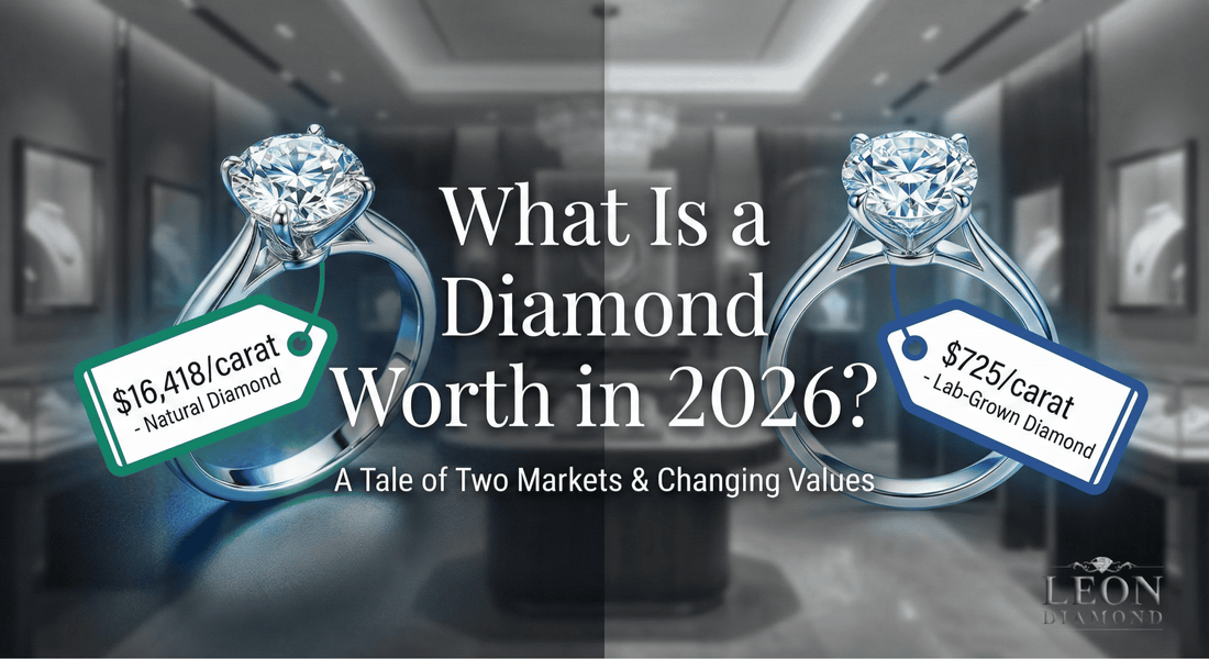 Comparison image of natural and lab-grown diamonds with 2026 prices.