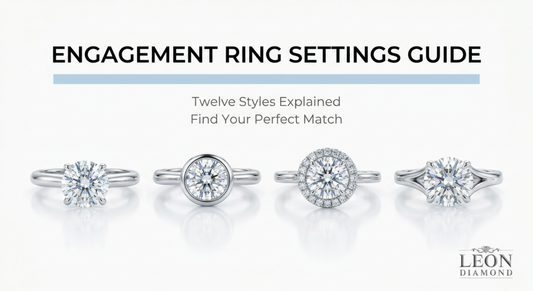 Engagement ring settings guide showing prong bezel halo and modern styles comparison