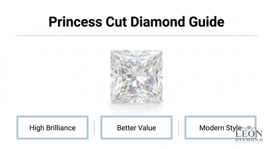 Princess cut diamond guide showing brilliance value and modern square shape appeal