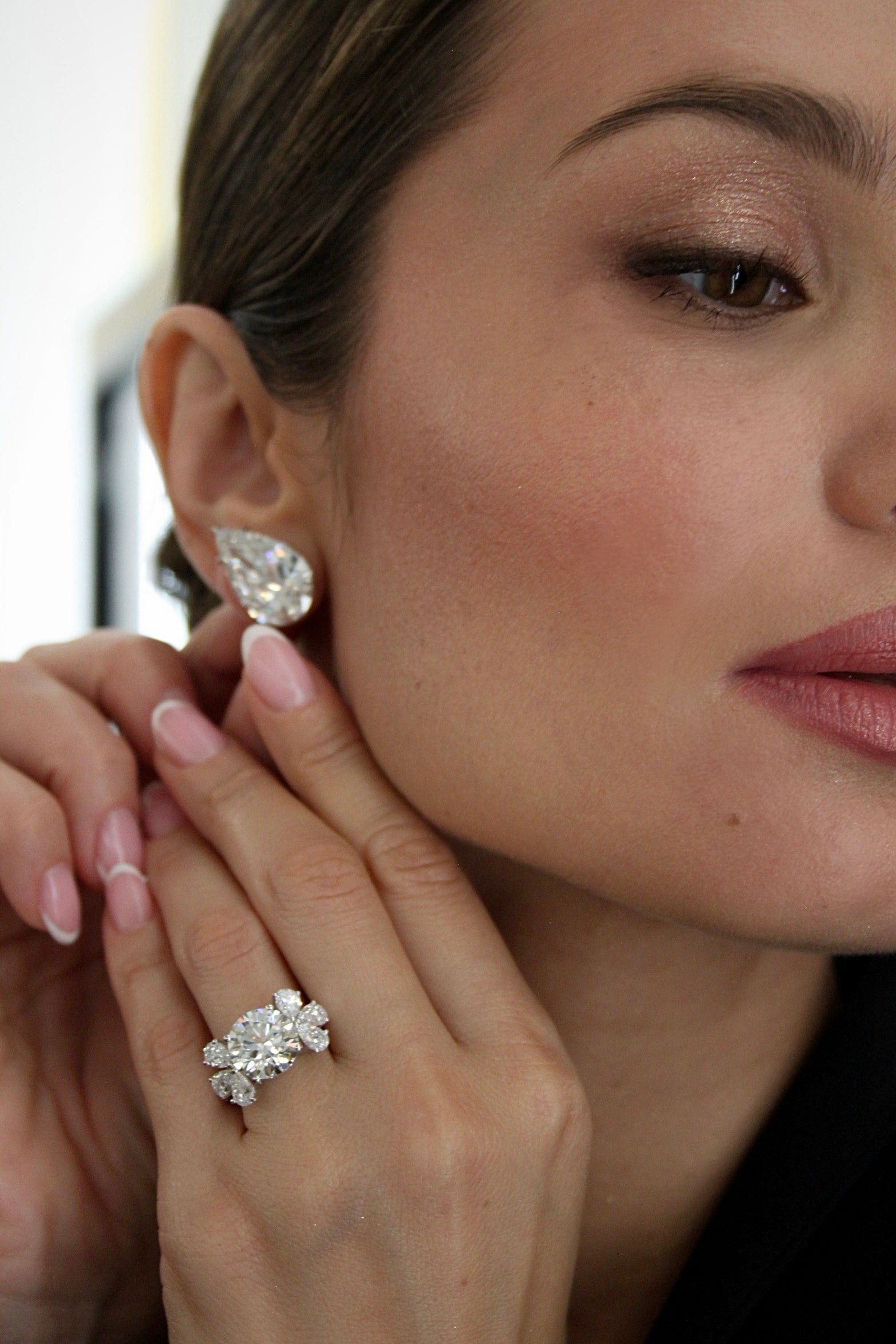 14K Gold Solitaire Pear Diamond Stud Earrings 6.0ctw