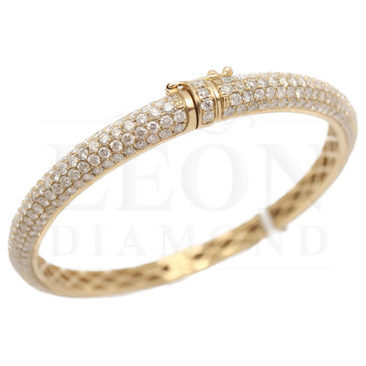 14K Gold Full Pave Diamond Bangles 8.0Ct Bracelets