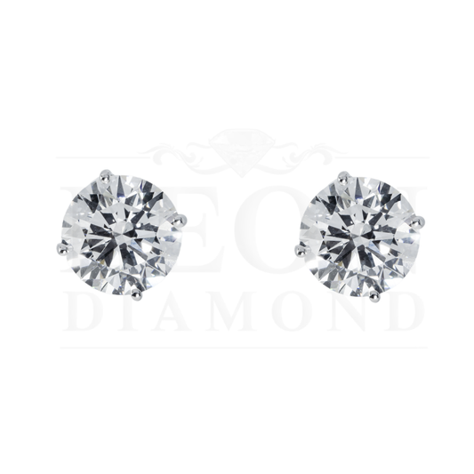 14K Igi Certified 5Ct Each Solitaire Round Diamond Stud Earrings 10.12Ctw