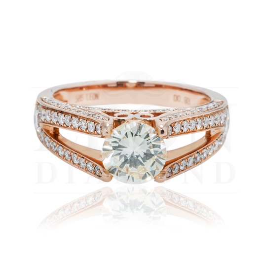 14K Rose Gold 1.09Ct Round Diamond Engagement Ring 2.02Ctw Bridal