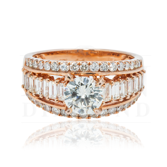 14K Rose Gold 1.0Ct Round Diamond Engagement Ring 2.47Ctw Bridal