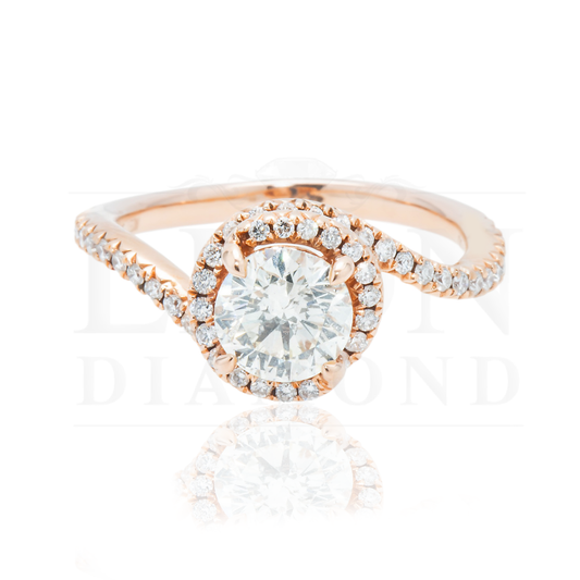 14K Rose Gold 1.10Ct Round Diamond Engagement Ring 1.47Ctw Bridal