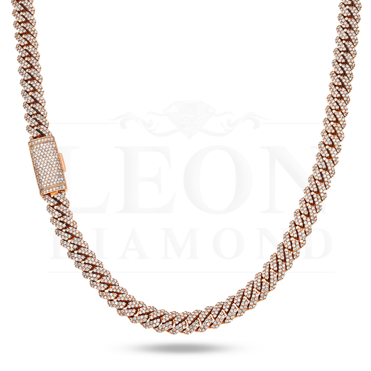 14K Rose Gold 10Mm Round Diamond Cuban Link Chain 20.0Ct Chains