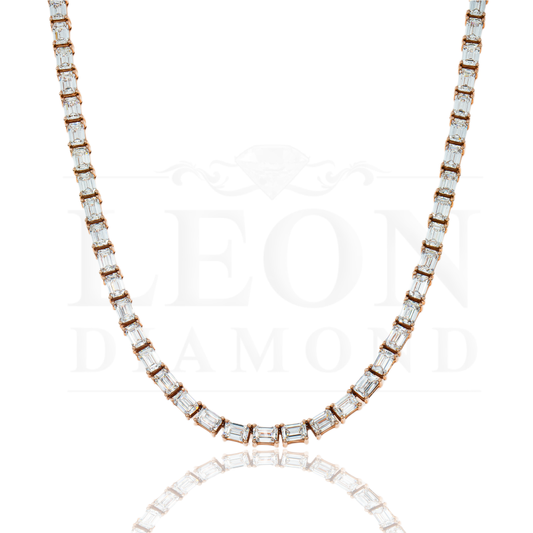 14K Rose Gold Emerald Cut Diamond Chain 110Ct Chains