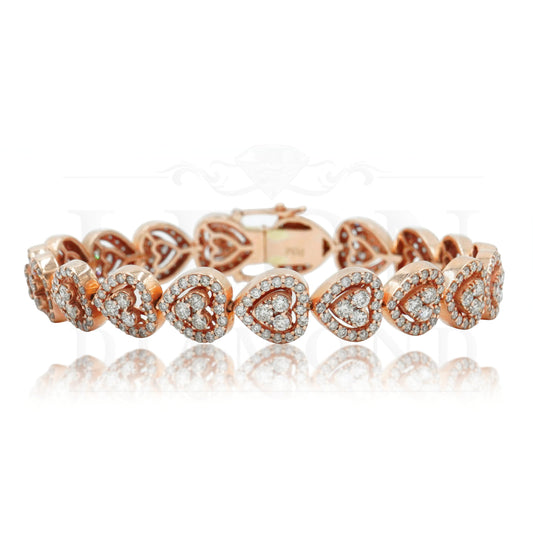 14K Rose Gold Round Diamond Heart Shaped Bracelet 7.30Ct Bracelets