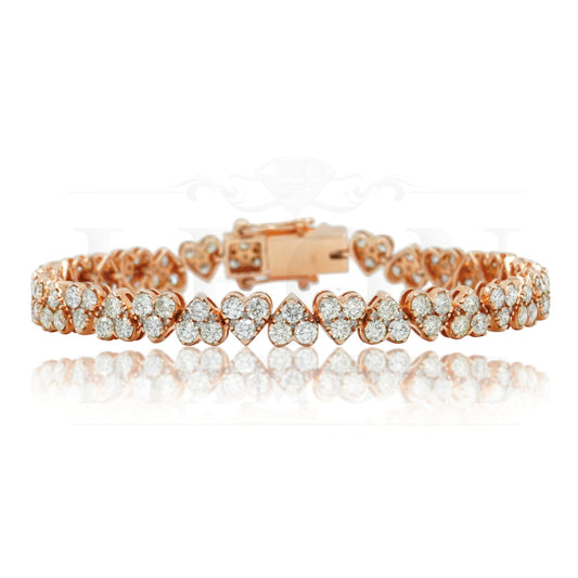 14K Rose Gold Round Diamond Heart Shaped Bracelet 8.31Ct Bracelets