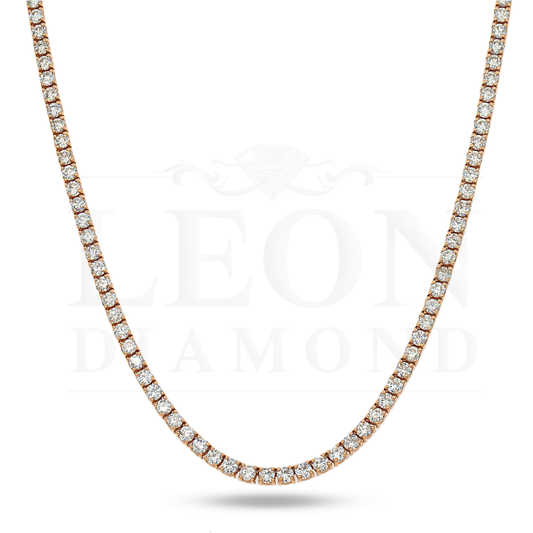 14K Rose Gold Round Diamond Tennis Chain 37.10Ct Chains