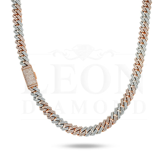 14K Two Tone 11Mm Round Diamond Cuban Link Chain 22.0Ct Chains