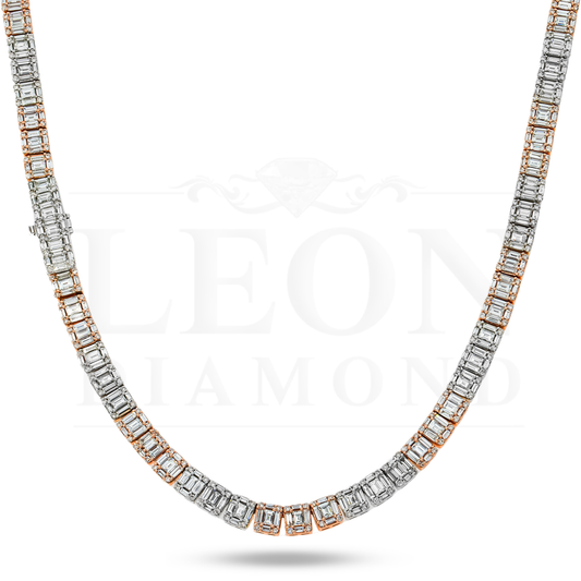 14K Two Tone Baguette & Round Diamond Chain 27.79Ct Chains