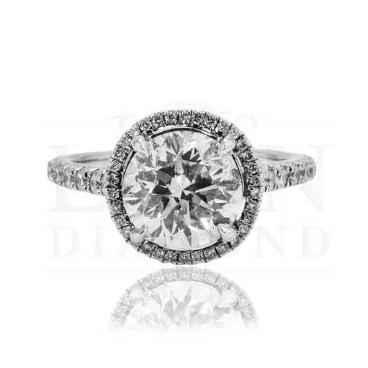 14K White Gold 3.26Ctw Round Diamond Engagement Ring 3.96Ctw Bridal