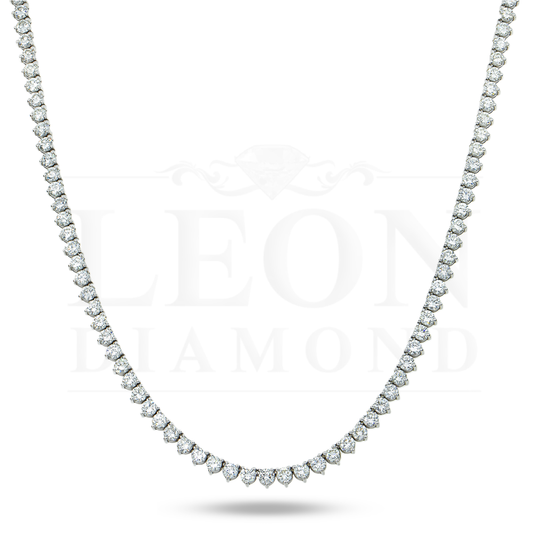 14K White Gold 3-Prong Round Diamond Tennis Chain 36.70Ct Chains