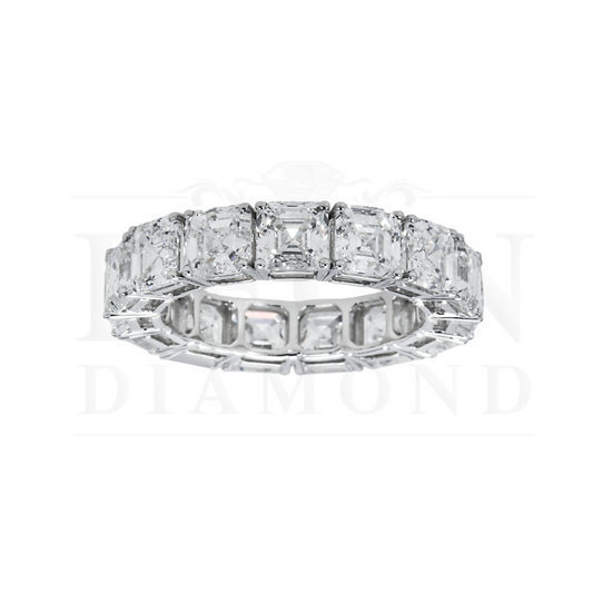 14K White Gold Asscher Cut Diamond Eternity Ring 8.08Ct (Size 6.25) Rings