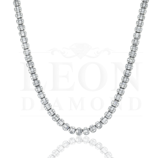 14K White Gold Baguette Diamond Chain 20.02Ct Chains