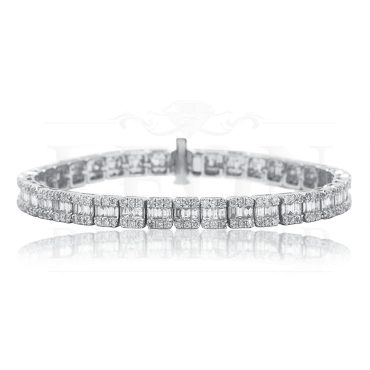 14K White Gold Baguette Diamond Tennis Bracelet 6.06Ct Bracelets