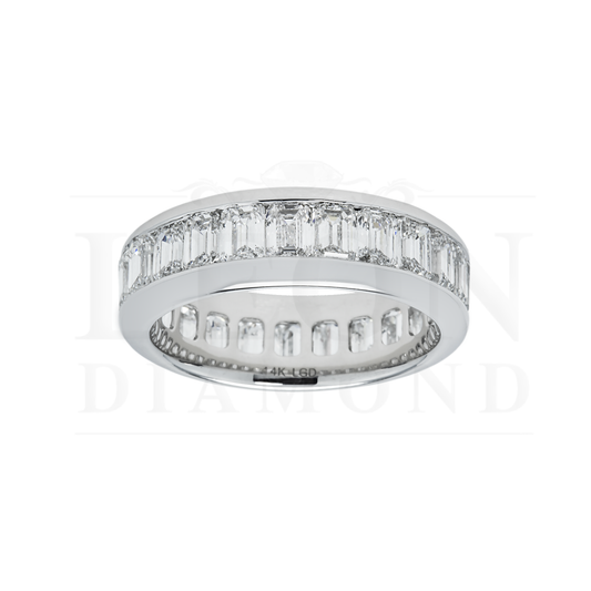 14K White Gold Channel Set Emerald Cut Diamond Eternity Ring 5.90Ct Rings