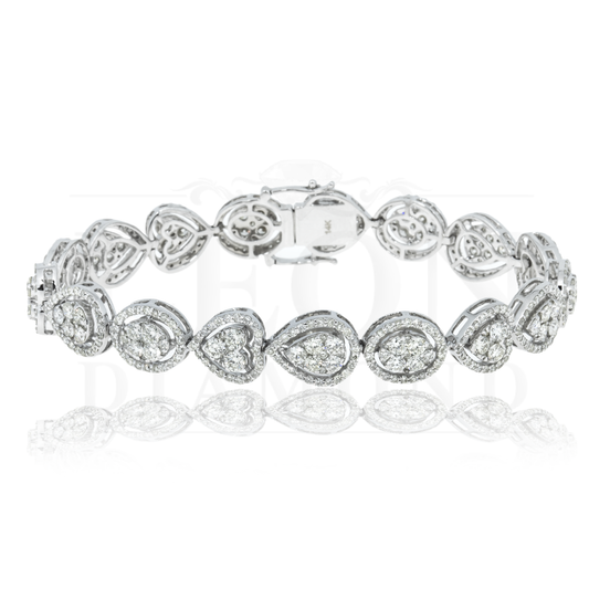 14K White Gold Combination Cut Diamond Bracelet 7.02Ct Bracelets