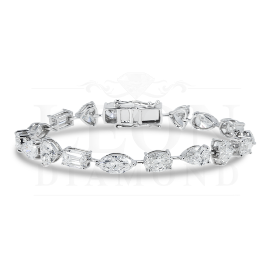 14K White Gold Combination Cut Diamond Satellite Bracelet 18.43Ct Bracelets