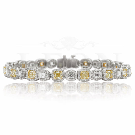 14K White Gold Cushion Cut Fancy Yellow & Diamond Bracelet 7.81Ct Bracelets