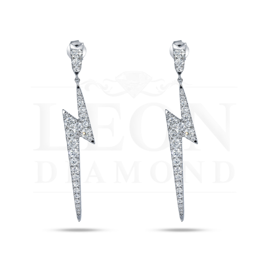 14K White Gold Diamond Lightning Bolt Earrings 2.05Ctw