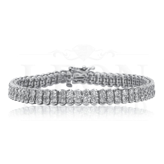 14K White Gold Double Row Round Diamond Tennis Bracelet 7.32Ct Bracelets