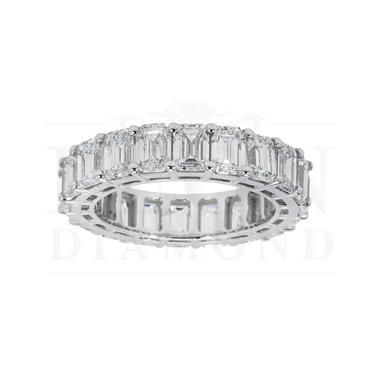 14K White Gold Emerald Cut Diamond Eternity Ring 6.29Ct (Size 5.75) Rings