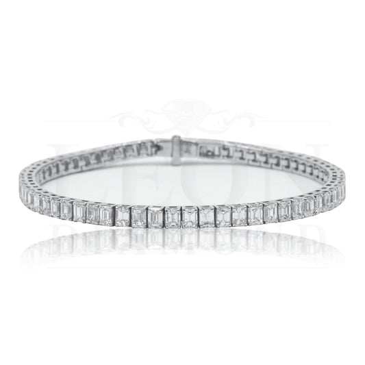 14K White Gold Emerald Cut Diamond Tennis Bracelet 11.83Ct Bracelets